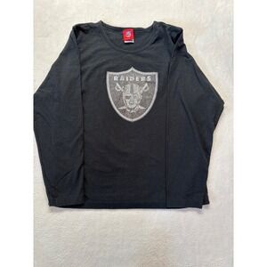 Las‎ Vegas Raiders NFL Women's Black  Primary Sparkle Logo Long Sleeve Sz XL